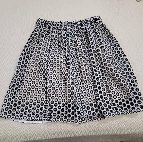 J. Crew Cotton Embroidered Open Polks dot Skirt over blush pink lining Size 6 - Picture 9 of 16